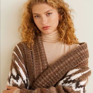 Mango Jacquard Wool Cardigan